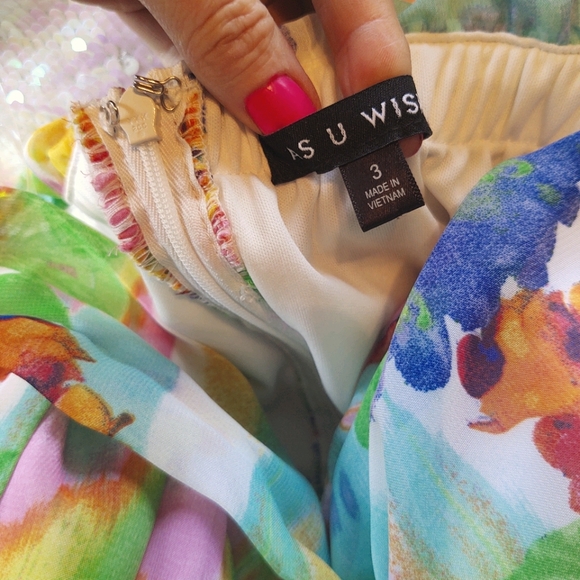 As U Wish Strapless floral Chiffon Gown, Juniors 3 - Picture 5 of 9